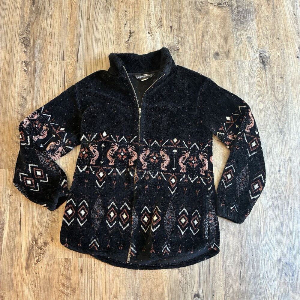 VTG Black Diamond Aztec Zip Fleece Southwestern Pattern Made in USA Mens S